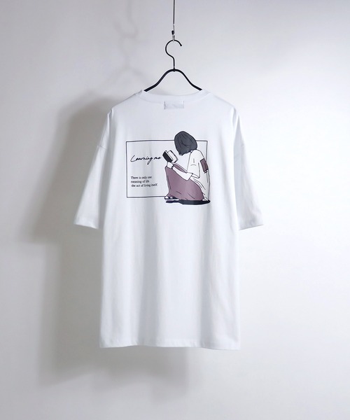 ILL'S(イルズ)の「ILL'S / イルズ ハット/ブック ガールイラストTシャツ(Tシャツ/カットソー・メンズ・ブラック/ベージュ/ミント/グレー系その他/ホワイト系その他/ホワイト・M/L)」の3枚目の写真