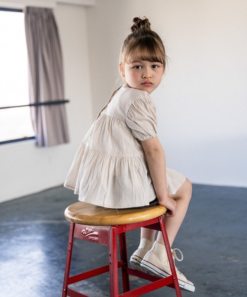 GLOBAL WORK（グローバルワーク）の「2way楊柳ブラウス/キッズ/939865（シャツ/ブラウス・キッズ・オフホワイト/ブルー系その他7/ホワイト・110cm/100cm/120cm/130cm/140cm/150cm/160cm）」の9枚目の写真