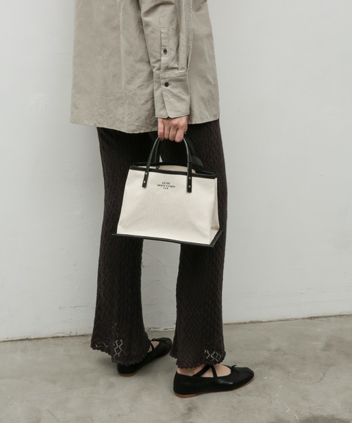 20/80（テゥエンティーエイティー）の「【20/80】トゥエンティーエイティー/CANVAS #8 LEATHER BOTTOM TOTE Sサイズ（トートバッグ・レディース・ホワイト/ブラック・FREE）」の3枚目の写真
