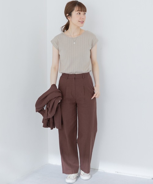 URBAN RESEARCH Sonny Label(アーバンリサーチサニーレーベル)の「汗ジミ防止UVフレンチTシャツ(Tシャツ/カットソー・レディース・オフホワイト/ブルー/ベージュ系その他/チャコールグレー・FREE)」の8枚目の写真