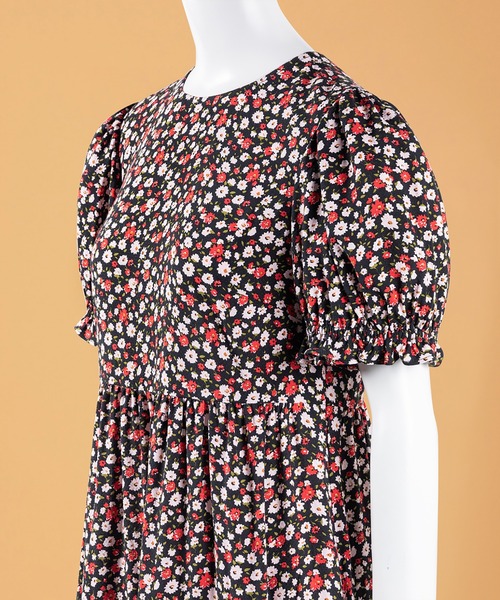 レーヨンドビー ワンピース Fleece ワンピース ドレス Red タイニーフローラルプリント レーヨンドビー パフスリーブ ティアードマキシ ワンピース ワンピース Brooks Brothers ブルックスブラザーズ のファッション