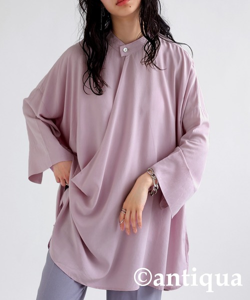 antiqua（アンティカ）の「目を惹く。カシュクールシャツ（シャツ/ブラウス・レディース・スモークピンク/オフホワイト/ブラック/ミント・FREE）」の4枚目の写真