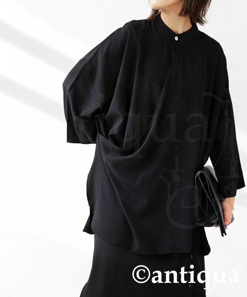 antiqua（アンティカ）の「目を惹く。カシュクールシャツ（シャツ/ブラウス・レディース・スモークピンク/オフホワイト/ブラック/ミント・FREE）」の3枚目の写真