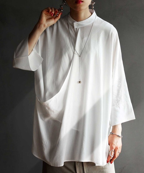 antiqua（アンティカ）の「目を惹く。カシュクールシャツ（シャツ/ブラウス・レディース・スモークピンク/オフホワイト/ブラック/ミント・FREE）」の5枚目の写真