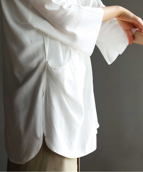 antiqua（アンティカ）の「目を惹く。カシュクールシャツ（シャツ/ブラウス・レディース・スモークピンク/オフホワイト/ブラック/ミント・FREE）」の6枚目の写真