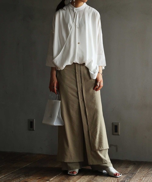 antiqua（アンティカ）の「目を惹く。カシュクールシャツ（シャツ/ブラウス・レディース・スモークピンク/オフホワイト/ブラック/ミント・FREE）」の7枚目の写真