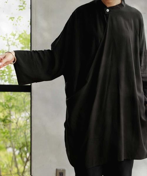 antiqua（アンティカ）の「目を惹く。カシュクールシャツ（シャツ/ブラウス・レディース・スモークピンク/オフホワイト/ブラック/ミント・FREE）」の10枚目の写真