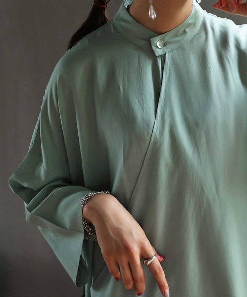 antiqua（アンティカ）の「目を惹く。カシュクールシャツ（シャツ/ブラウス・レディース・スモークピンク/オフホワイト/ブラック/ミント・FREE）」の11枚目の写真