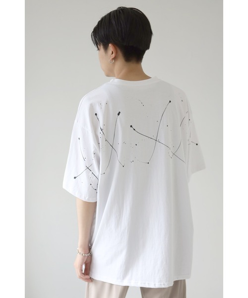 CREARE -LINO-（クレアーレリノ）の「オーバーサイズ　ペイントプリント半袖Tシャツ<ユニセックス>（Tシャツ/カットソー・メンズ・ホワイト/ブラック・FREE）」の8枚目の写真