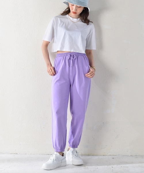 Monocoro toppi（モノコロトッピ）の「ギャザー スウェットパンツ（スウェットパンツ・レディース・ホワイト/ブラック/グレー/グリーン/パープル・MEDIUM）」の20枚目の写真