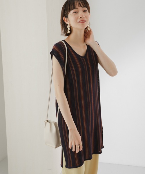 KBF(ケイビーエフ)の「マルチストライプノースリーブニット(ニット/セーター・レディース・ブラウン/オレンジ/パープル系その他・ONE)」の19枚目の写真