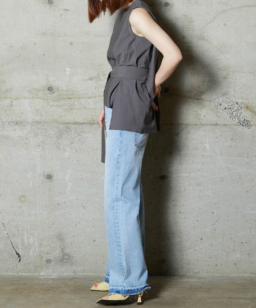 lautreamont BLEUBLANC（ロートレアモンブルーブラン）の「<lautreamont BLEUBLANC>ベルト付きストレッチカットソー（Tシャツ/カットソー・レディース・チャコールグレー/ネイビー/オレンジ・9号）」の8枚目の写真