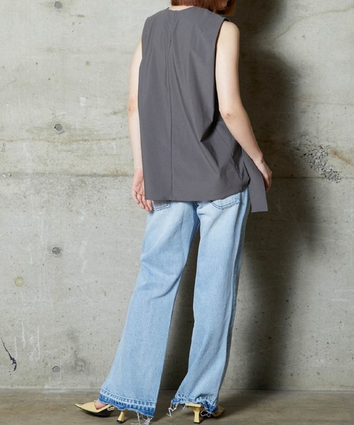 lautreamont BLEUBLANC（ロートレアモンブルーブラン）の「<lautreamont BLEUBLANC>ベルト付きストレッチカットソー（Tシャツ/カットソー・レディース・チャコールグレー/ネイビー/オレンジ・9号）」の9枚目の写真