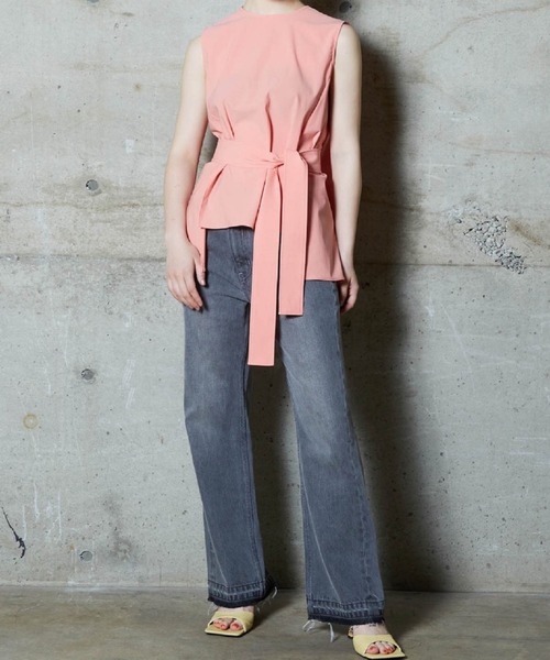 lautreamont BLEUBLANC（ロートレアモンブルーブラン）の「<lautreamont BLEUBLANC>ベルト付きストレッチカットソー（Tシャツ/カットソー・レディース・チャコールグレー/ネイビー/オレンジ・9号）」の10枚目の写真