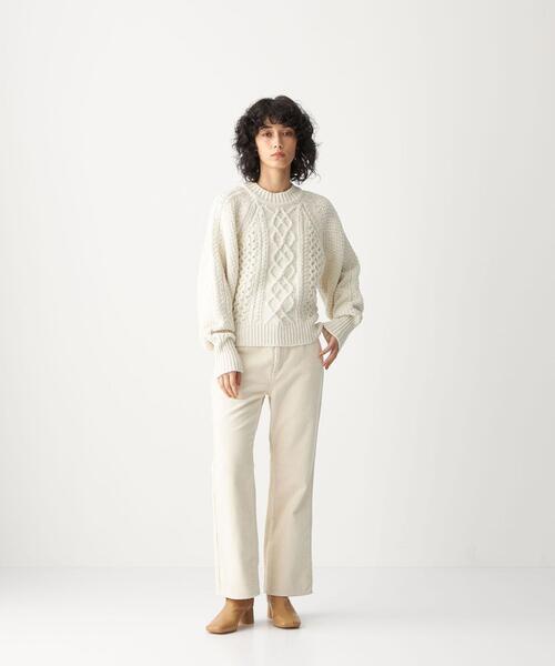 CITEN（シテン）の「＜CITEN（シテン）＞ ソフトタッチ ケーブル ニット（ニット/セーター・レディース・ダークグレー/オフホワイト・FREE）」の3枚目の写真