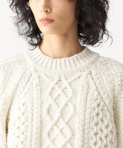 CITEN（シテン）の「＜CITEN（シテン）＞ ソフトタッチ ケーブル ニット（ニット/セーター・レディース・ダークグレー/オフホワイト・FREE）」の10枚目の写真