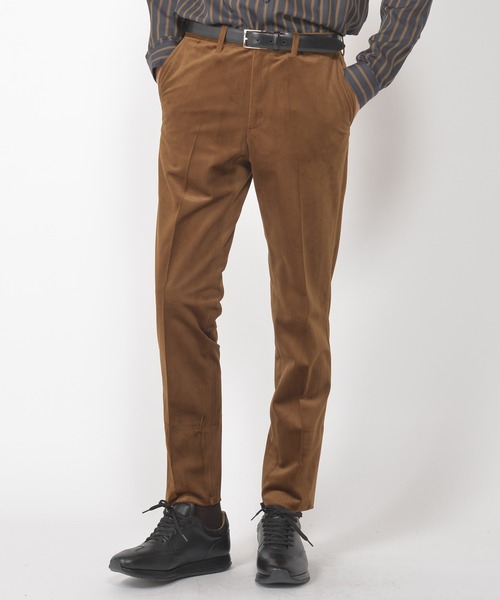 CROWDED CLOSET（クラウデッドクローゼット）の「コーデュロイ調ベルベットパンツ／セットアップ対応／パーティー（スラックス・メンズ・ネイビー/キャメル/ワイン・01/02/03/04）」の4枚目の写真