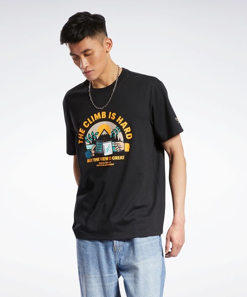 Reebok（リーボック）の「クラシックス キャンピング ショート スリーブ Tシャツ / Classics Camping Short Sleeve T-Shirt（Tシャツ/カットソー・メンズ・ブラック×ブラック/ホワイト/ブルー・SMALL/XXX-LARGE/LARGE/X-LARGE/XX-LARGE/MEDIUM/X-SMALL）」の2枚目の写真
