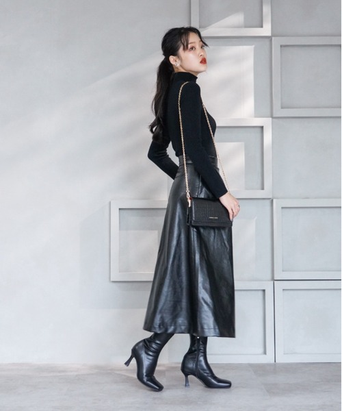 VIVIAN（ヴィヴィアン）の「ワイドスクエアトゥストレッチショートブーツ（ブーツ・レディース・ブラック/ダークブラウン/アイボリー・LL/S/M/L）」の12枚目の写真