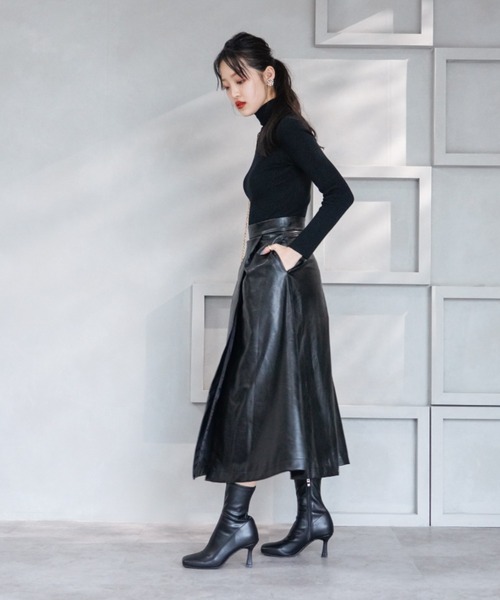 VIVIAN（ヴィヴィアン）の「ワイドスクエアトゥストレッチショートブーツ（ブーツ・レディース・ブラック/ダークブラウン/アイボリー・LL/S/M/L）」の14枚目の写真