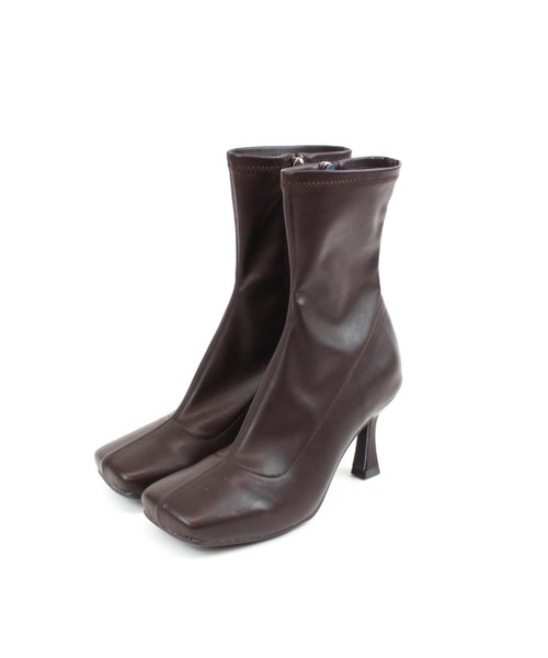 VIVIAN（ヴィヴィアン）の「ワイドスクエアトゥストレッチショートブーツ（ブーツ・レディース・ブラック/ダークブラウン/アイボリー・LL/S/M/L）」の18枚目の写真