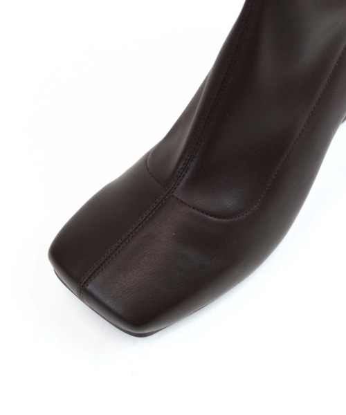 VIVIAN（ヴィヴィアン）の「ワイドスクエアトゥストレッチショートブーツ（ブーツ・レディース・ブラック/ダークブラウン/アイボリー・LL/S/M/L）」の22枚目の写真
