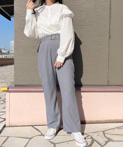 apres jour(アプレジュール)の「バンドカラーフリルシャツ【ZOZOTOWN限定アイテム】(シャツ/ブラウス・レディース・ブラック/カーキ/オフホワイト・X-LARGE/フリー)」の7枚目の写真