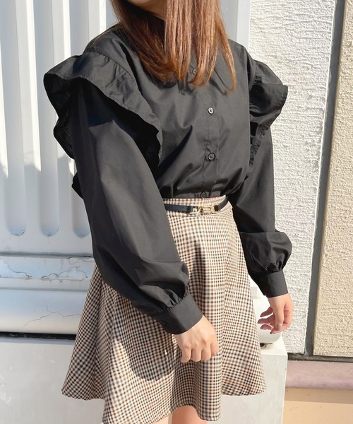 apres jour(アプレジュール)の「バンドカラーフリルシャツ【ZOZOTOWN限定アイテム】(シャツ/ブラウス・レディース・ブラック/カーキ/オフホワイト・X-LARGE/フリー)」の10枚目の写真