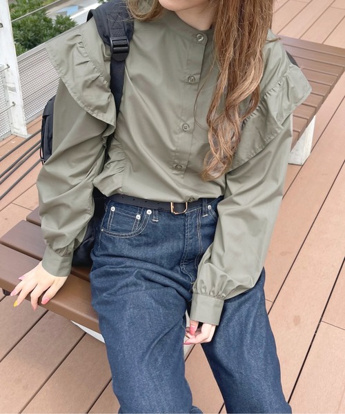 apres jour(アプレジュール)の「バンドカラーフリルシャツ【ZOZOTOWN限定アイテム】(シャツ/ブラウス・レディース・ブラック/カーキ/オフホワイト・X-LARGE/フリー)」の18枚目の写真