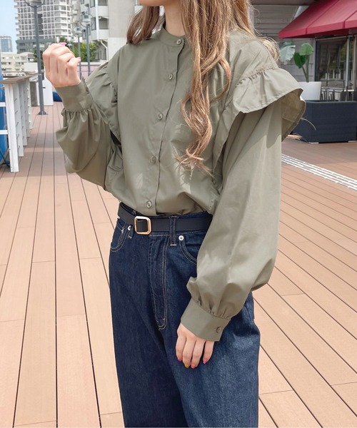 apres jour(アプレジュール)の「バンドカラーフリルシャツ【ZOZOTOWN限定アイテム】(シャツ/ブラウス・レディース・ブラック/カーキ/オフホワイト・X-LARGE/フリー)」の19枚目の写真