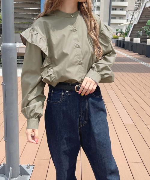 apres jour(アプレジュール)の「バンドカラーフリルシャツ【ZOZOTOWN限定アイテム】(シャツ/ブラウス・レディース・ブラック/カーキ/オフホワイト・X-LARGE/フリー)」の20枚目の写真