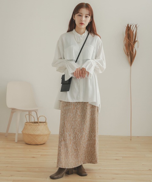 SENSE OF PLACE by URBAN RESEARCH（センスオブプレイスバイアーバンリサーチ）の「プリーツディテールブラウス（シャツ/ブラウス・レディース・ライトブルー/オフホワイト・ONE）」の7枚目の写真