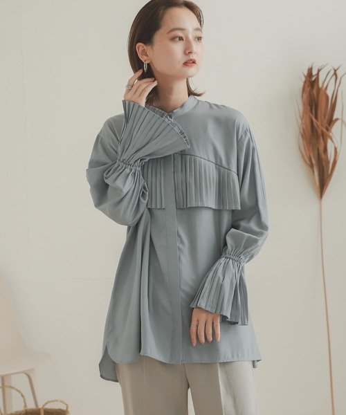 SENSE OF PLACE by URBAN RESEARCH（センスオブプレイスバイアーバンリサーチ）の「プリーツディテールブラウス（シャツ/ブラウス・レディース・ライトブルー/オフホワイト・ONE）」の12枚目の写真