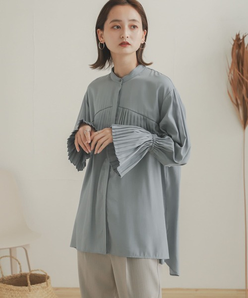 SENSE OF PLACE by URBAN RESEARCH（センスオブプレイスバイアーバンリサーチ）の「プリーツディテールブラウス（シャツ/ブラウス・レディース・ライトブルー/オフホワイト・ONE）」の13枚目の写真