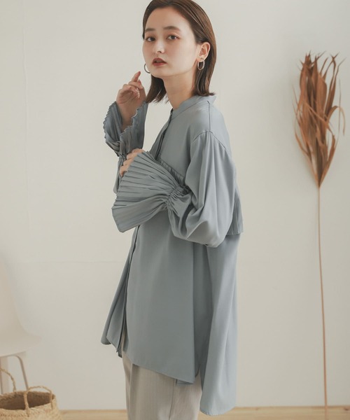 SENSE OF PLACE by URBAN RESEARCH（センスオブプレイスバイアーバンリサーチ）の「プリーツディテールブラウス（シャツ/ブラウス・レディース・ライトブルー/オフホワイト・ONE）」の14枚目の写真