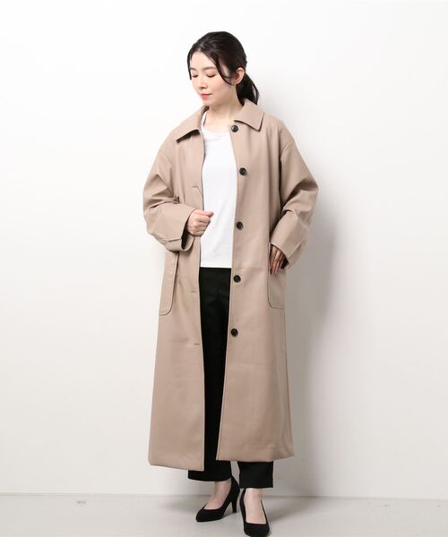 yuw（ユウ）の「ECO LEATHER COAT　229598（ピーコート・レディース・ブラック/ベージュ・FREE）」の13枚目の写真