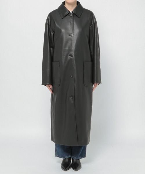 yuw（ユウ）の「ECO LEATHER COAT　229598（ピーコート・レディース・ブラック/ベージュ・FREE）」の14枚目の写真