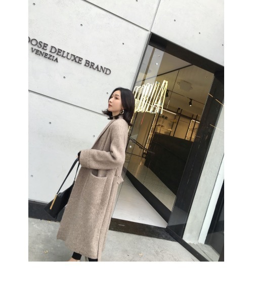 Ritzy(リッツィー)の「大人シルエット ゆる感 ベルト付きガウンカーディガン(カーディガン/ボレロ・レディース・ブラック/ベージュ/グレー・FREE)」の1枚目の写真