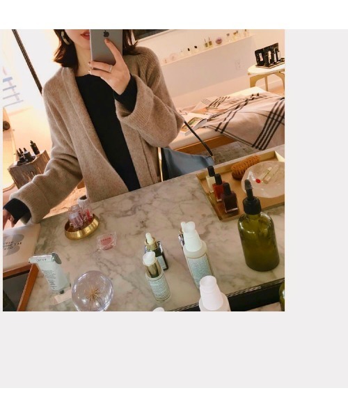 Ritzy(リッツィー)の「大人シルエット ゆる感 ベルト付きガウンカーディガン(カーディガン/ボレロ・レディース・ブラック/ベージュ/グレー・FREE)」の4枚目の写真