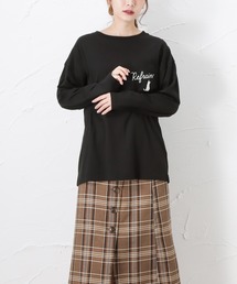 猫プリントロングスリーブTシャツ