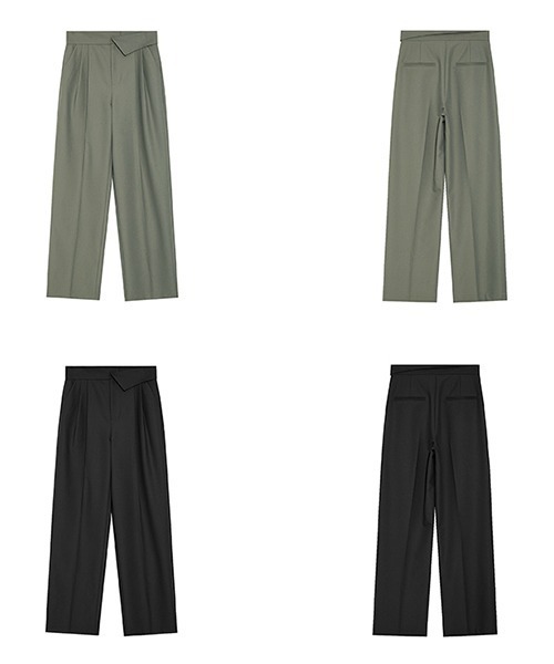 Fano Studios（ファノ ストゥディオズ）の「【Fano Studios】Folded asymmetry waist suit trousers FQ21K029（スラックス・レディース・ブラック/モスグリーン・S/M/L）」の8枚目の写真