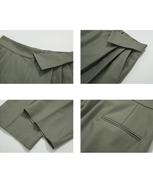 Fano Studios（ファノ ストゥディオズ）の「【Fano Studios】Folded asymmetry waist suit trousers FQ21K029（スラックス・レディース・ブラック/モスグリーン・S/M/L）」の6枚目の写真