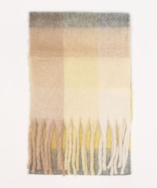 prose verse（プロズヴェール）の「チェック柄フリンジマフラー（マフラー・レディース・グリーン/イエロー/パープル・ﾌﾘ-）」の8枚目の写真