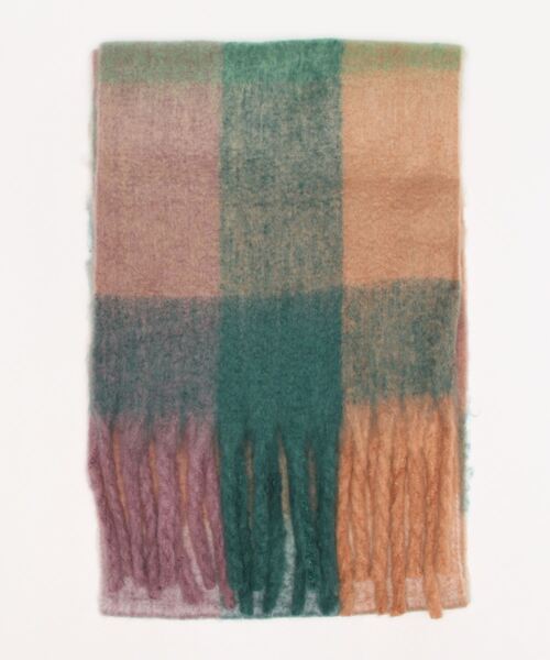 prose verse（プロズヴェール）の「チェック柄フリンジマフラー（マフラー・レディース・グリーン/イエロー/パープル・ﾌﾘ-）」の9枚目の写真