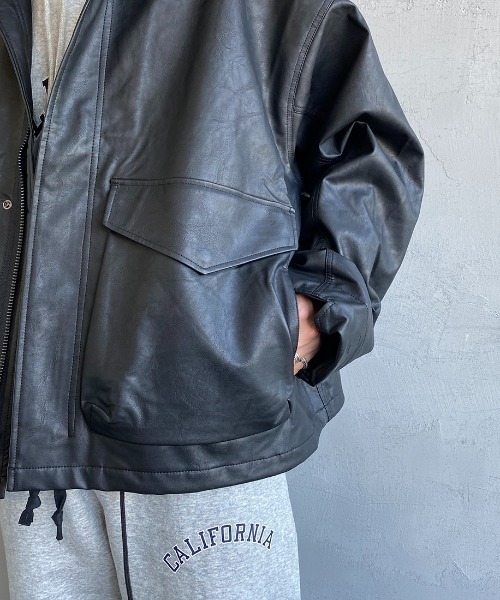 JEANS FACTORY Clothes（ジーンズファクトリークローズ）の「[Jeans Factory Clothes/ジーンズファクトリークローズ] M-65 レザーショートミリタリージャケット（ミリタリージャケット・レディース・ブラック・M/L）」の10枚目の写真