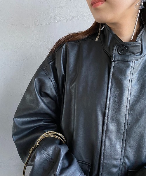JEANS FACTORY Clothes（ジーンズファクトリークローズ）の「[Jeans Factory Clothes/ジーンズファクトリークローズ] M-65 レザーショートミリタリージャケット（ミリタリージャケット・レディース・ブラック・M/L）」の9枚目の写真