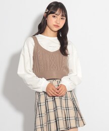 PINK-latte（ピンクラテ）の「◆【洗える】キャミニットビスチェ+トップスセット（その他トップス・キッズ）」
