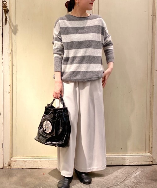 美品✨ビアズリー 裾リボン ボーダー ニット グレー ボーダー ふんわり BEARDSLEY（ビアズリー）の「裾リボンボーダーニット（ニット