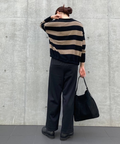 BEARDSLEY（ビアズリー）の「裾リボンボーダーニット（ニット/セーター・レディース・ブラック/グレー・FREE）」の8枚目の写真