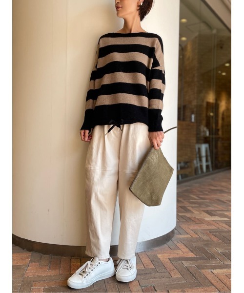 美品✨ビアズリー 裾リボン ボーダー ニット グレー ボーダー ふんわり BEARDSLEY（ビアズリー）の「裾リボンボーダーニット（ニット